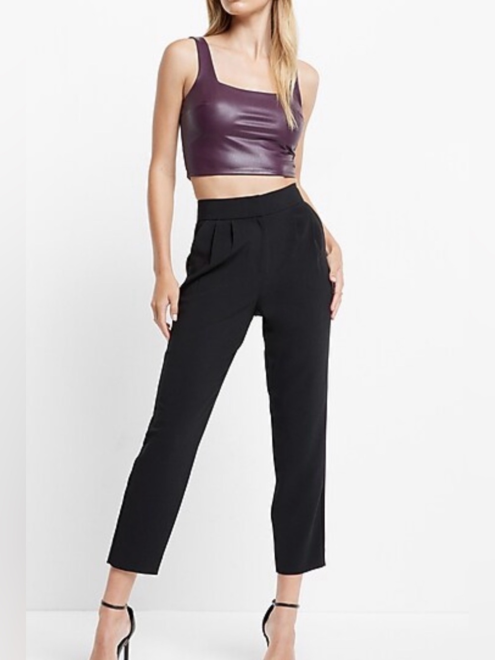 Express Womens Tailored Black Dress Ankle Pants High Rise 10